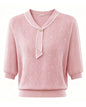 Tie-Neck Lightweight Knit Polo Top