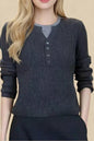 Women's Henley Shirt Ribbed Knit Sweaters Tops