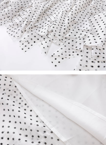 White Polka Dot Ruffle Chiffon Maxi Dress