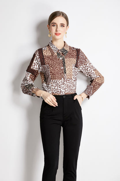 ESY-Women's Shirt Print Long Sleeve Button Blouse - LAI MENG FIVE CATS