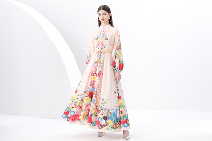 Women's Floral Print Ruffle Wrap Maxi Dress