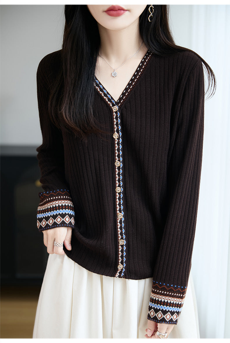 Women's Tribal Ethnic Graphic Sweater Cardigan Knit