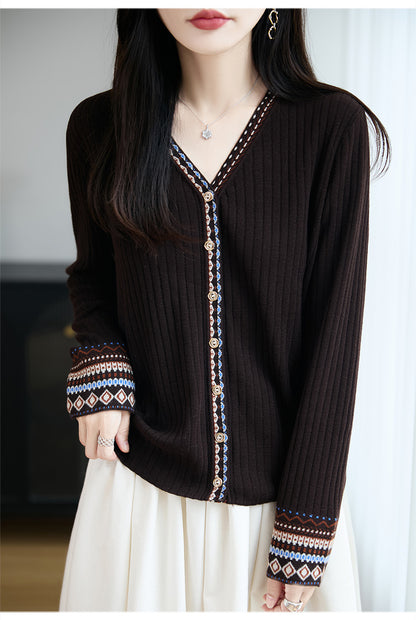 Women's Tribal Ethnic Graphic Sweater Cardigan Knit