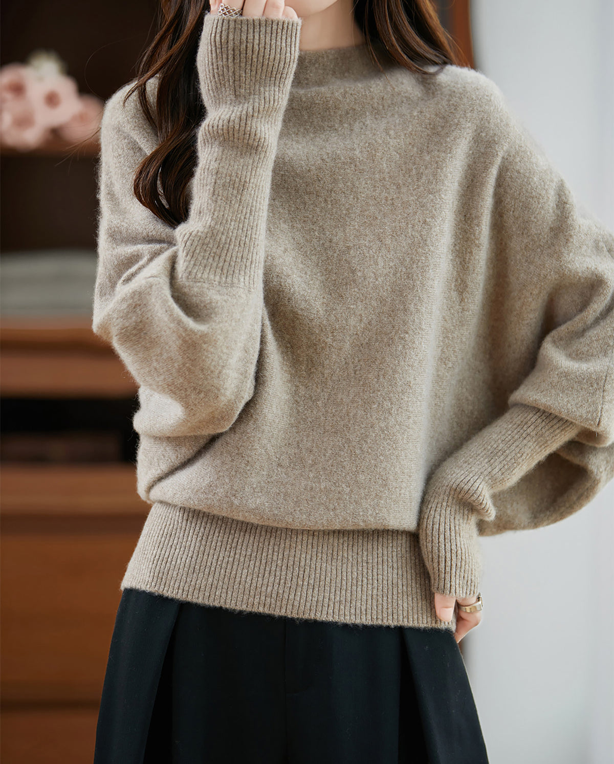 28723 Women's Batwing Sleeve Knit Sweater - LAI MENG FIVE CATS