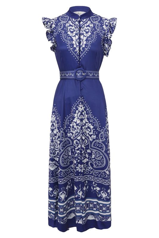 Women's Floral Print V-Neck Sleeveless Maxi Dress