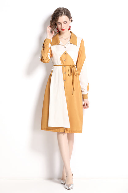 SSY-Women's Floral Print Button up Long Sleeve Midi Dress