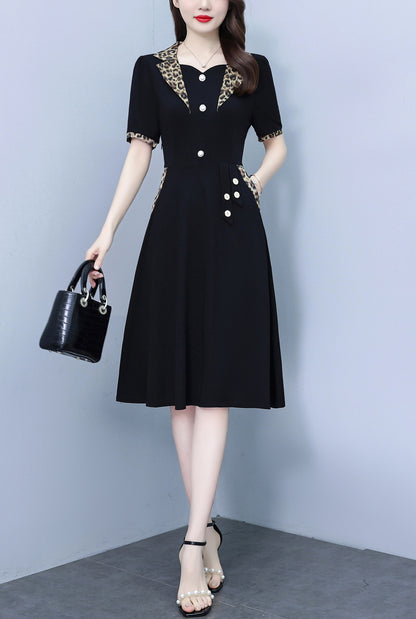 Women's Short Sleeve Pocket Work Office Suit Dress - LAI MENG FIVE CATS