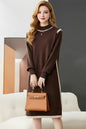 Women's Long Sleeve Sweater Knit Color Block Dress
