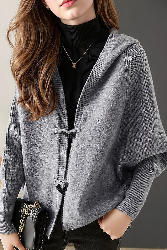 Women's Hooded Sweater Cardigan Button Knit Coats
