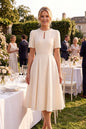 Elegant Pearl-Trim A-Line Midi Dress - LAI MENG FIVE CATS