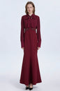 Women's Tie Neck Pleated Shirts Bodycon Fishtail Dress - LAI MENG FIVE CATS