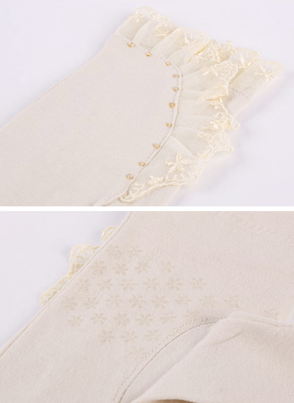 Women's Long Fingerless Gloves Cotton Lace Gloves