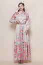26-Women's Floral Print Button Long Dress Maxi Dress