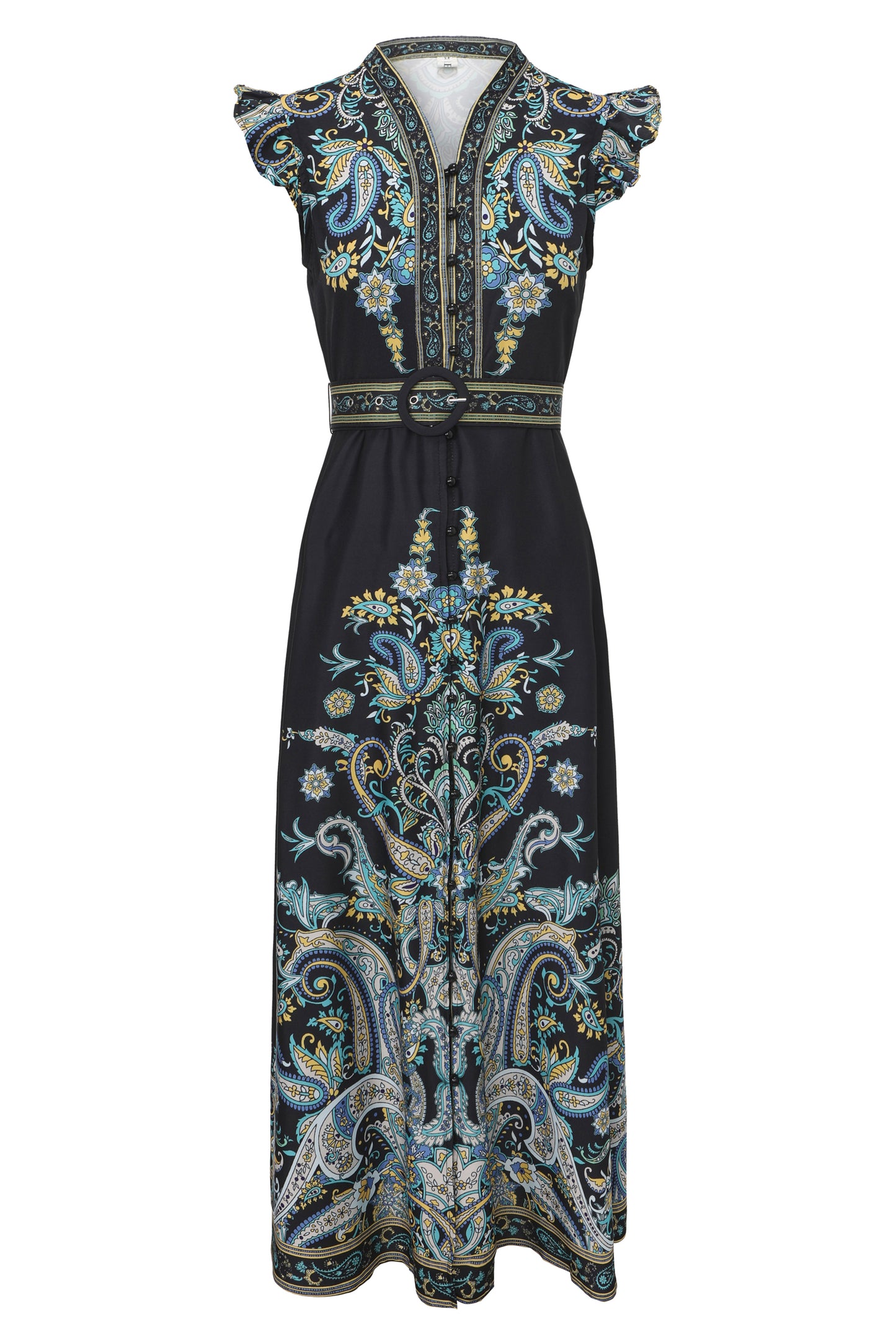 Women's Floral Print V-Neck Sleeveless Maxi Dress - LAI MENG FIVE CATS