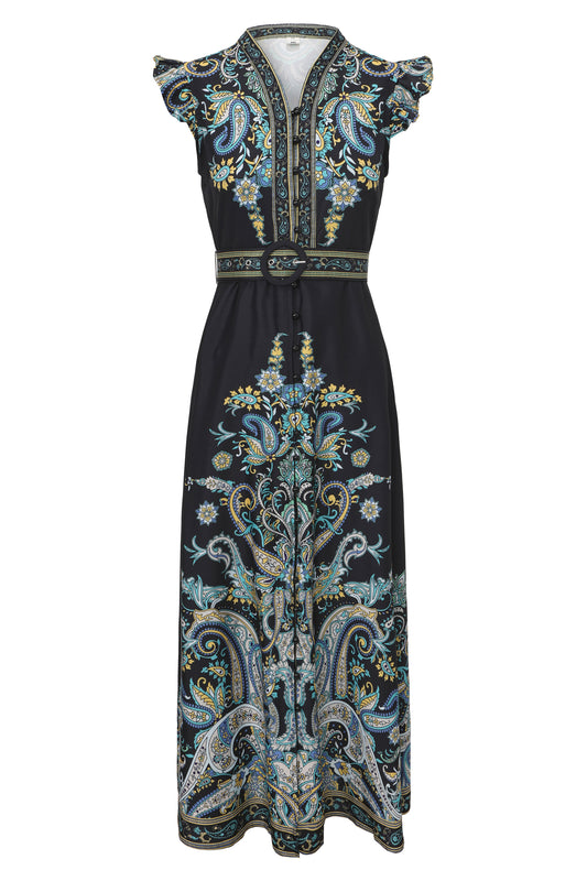 Women's Floral Print V-Neck Sleeveless Maxi Dress