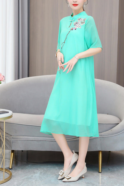 Hight Neck Cheongsam Casual Dress