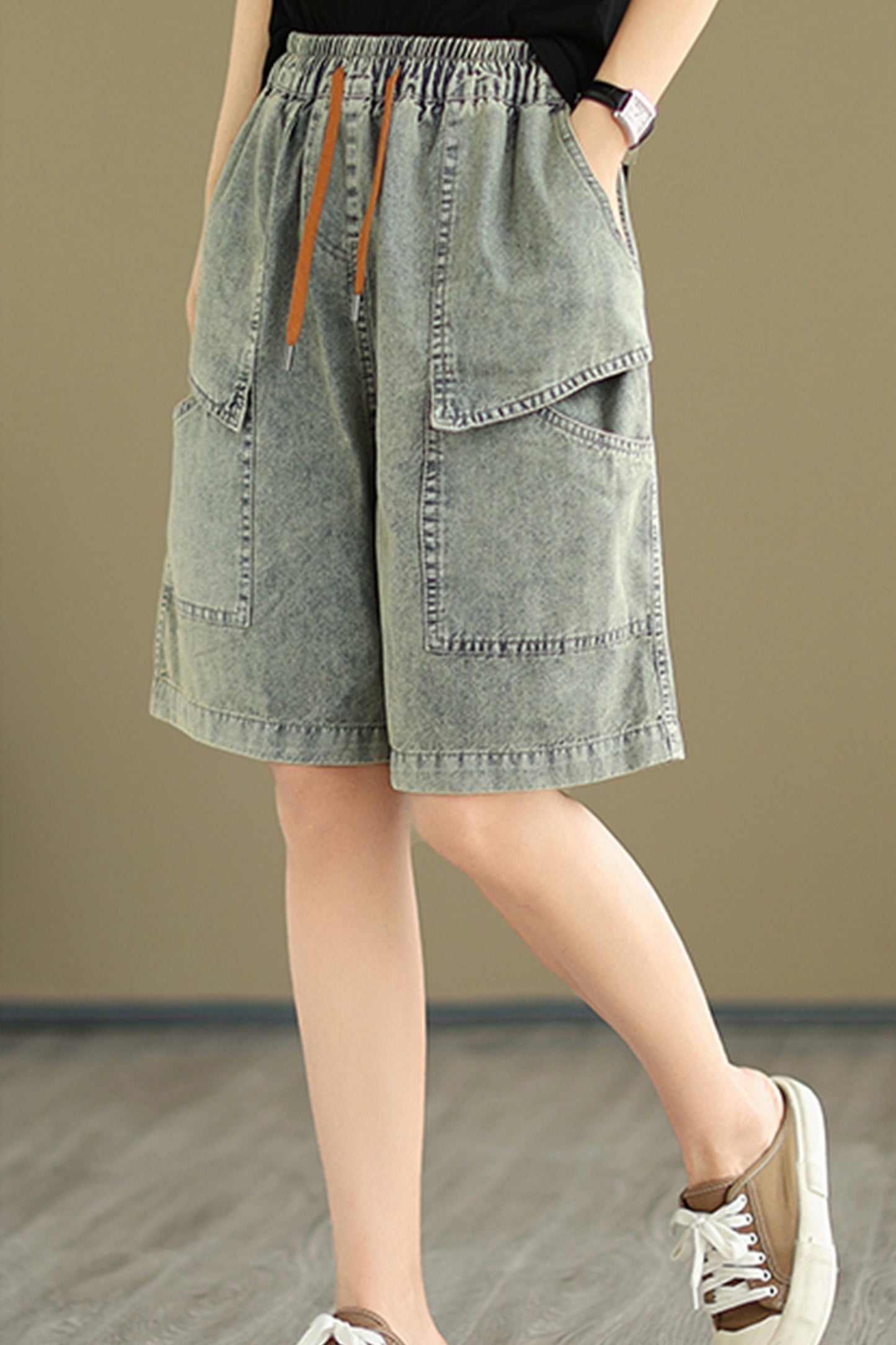Women's Bermuda Shorts Baggy Jean Denim Shorts - LAI MENG FIVE CATS