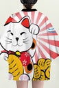 Women's Lucky Cat Cardigan Kimono Cover up Tops