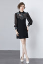 Vintage Women's Elegant Embroidered Hight Neck Mini Dress