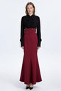 Women's Tie Neck Pleated Shirts Bodycon Fishtail Dress - LAI MENG FIVE CATS