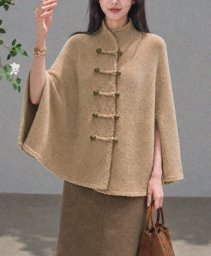 28695-Women's Knit Cape Coat – Navy & Camel