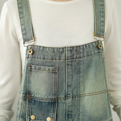 Womens Denim Bib Pants Jumpsuits Jeans Adjustable Strap Overalls