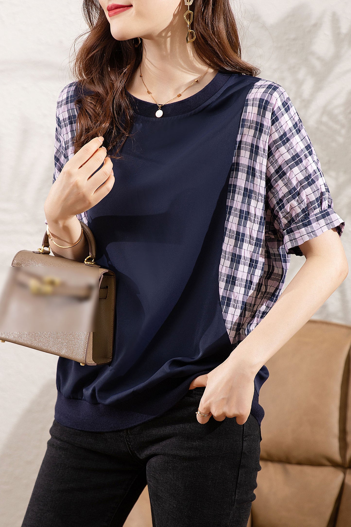 Casual Patchwork Shirt Tops