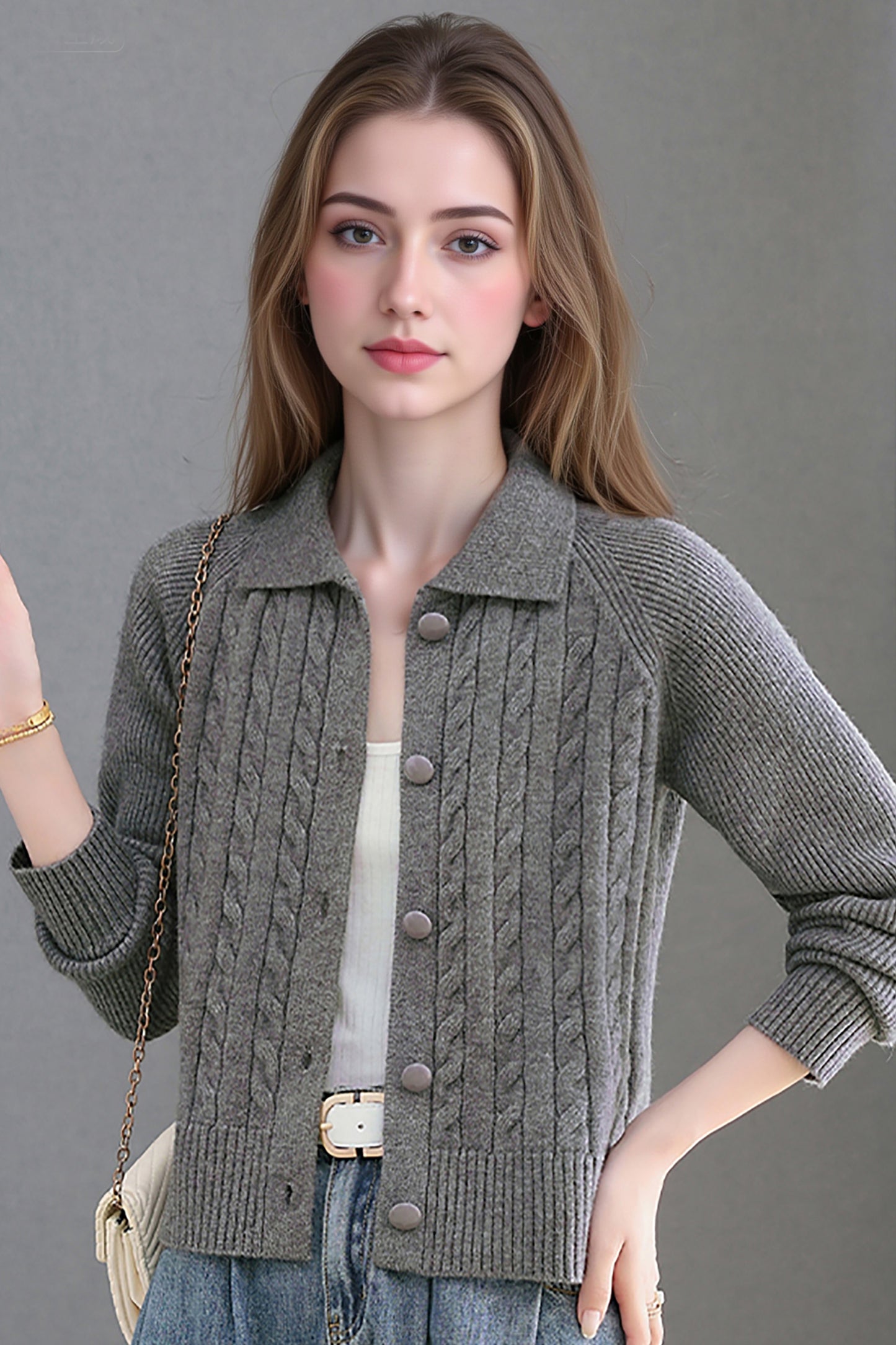 Women's Cable Knit Cardigan Open Front Sweater Jacket