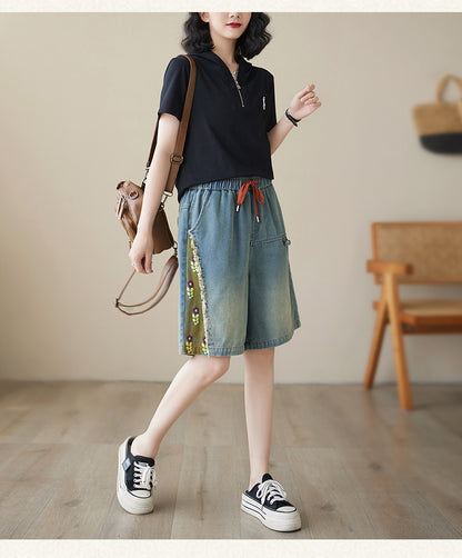 Women's Bermuda Shorts Baggy Jean Denim Shorts - LAI MENG FIVE CATS