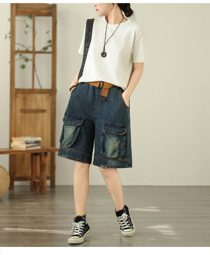 Women's Bermuda Shorts Baggy Jean Denim Shorts - LAI MENG FIVE CATS