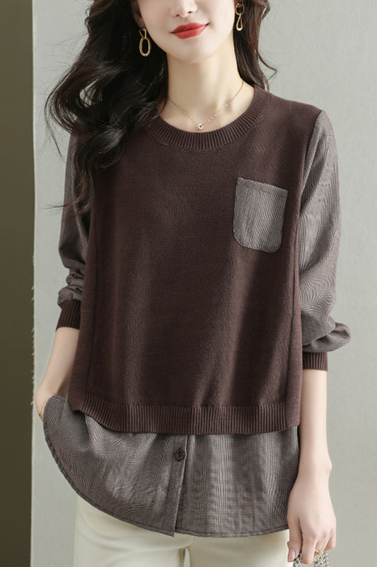 Women's Knit Stripe Long Sleeve Pullover Top