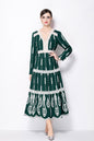 Women's V Neck Long Sleeve Hollowed Lace Linen Dress - LAI MENG FIVE CATS