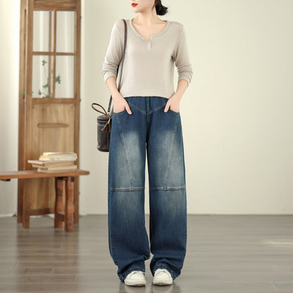 Women's Jeans Elastic Waist Baggy Wide Leg Pants