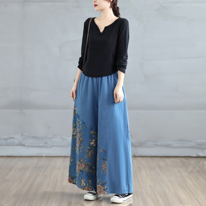 Women's Baggy Jeans Drawstring Waist Wide Leg