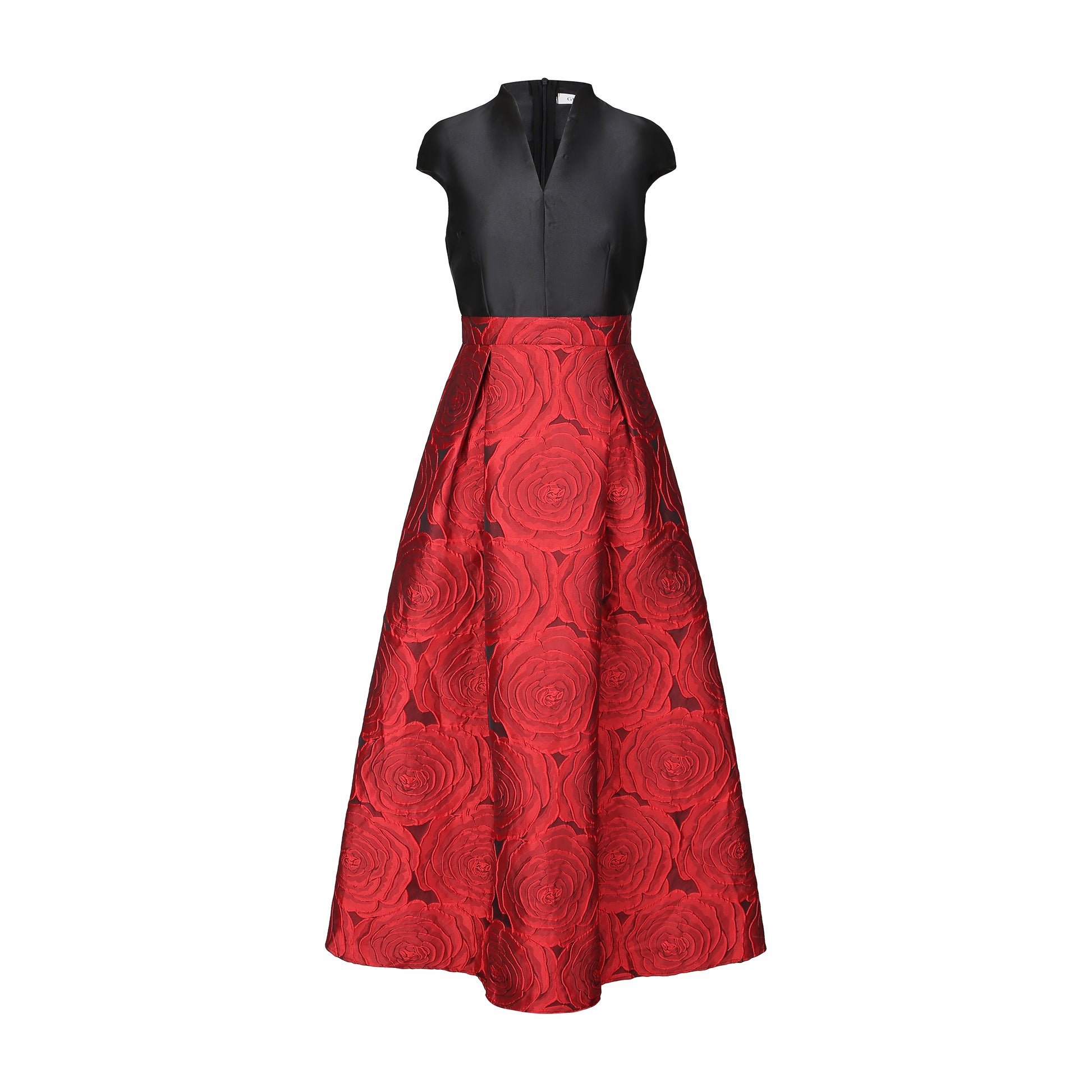 Women's Cap Sleeves Silk Satin Jacquard Dress - LAI MENG FIVE CATS