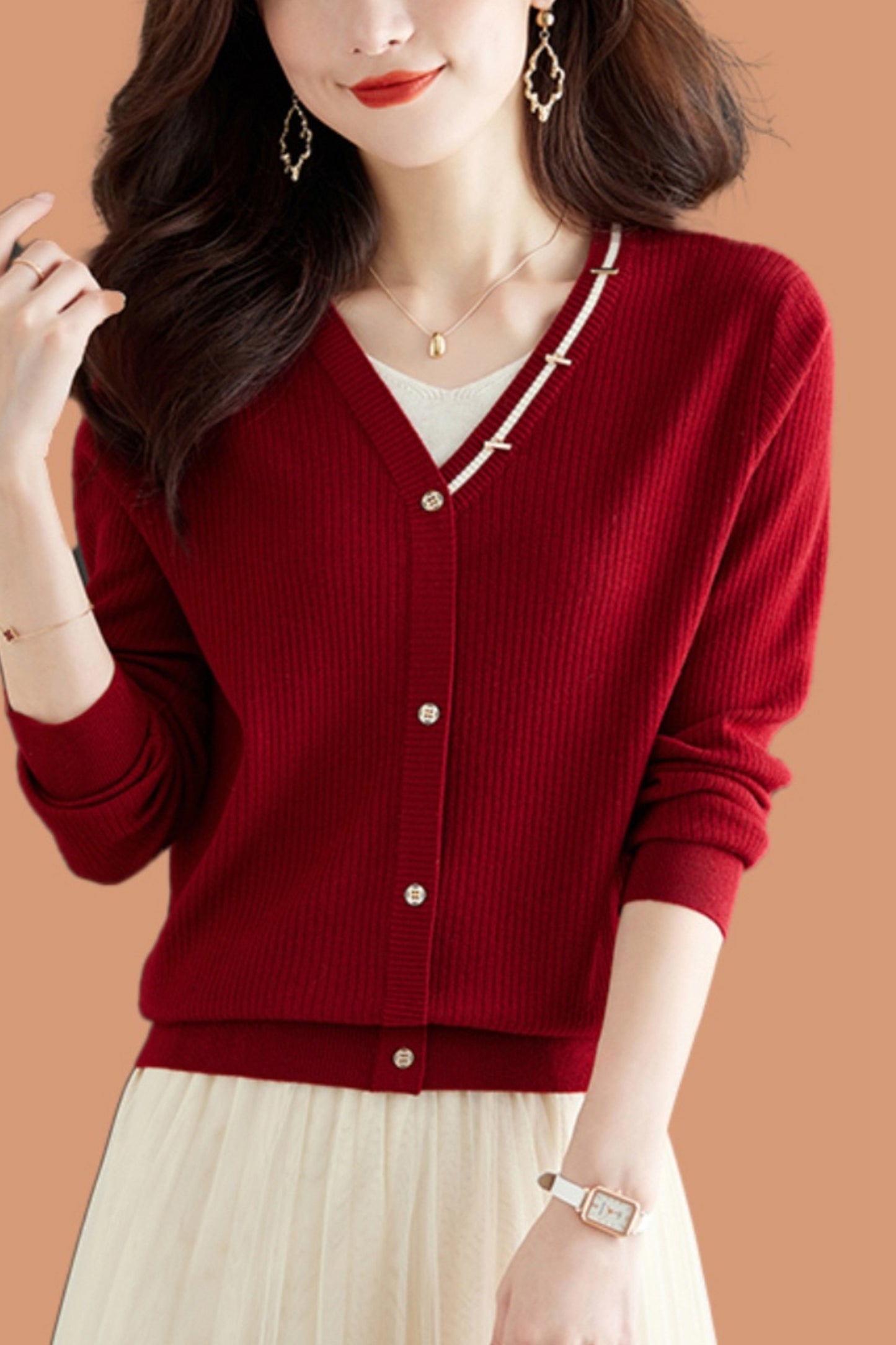 Women's Lightweight Cardigan V Neck  Knit Sweater Tops