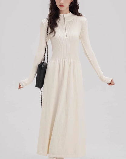 Women's Ribbed Knit  Long Sleeve Sweater Maxi Dress