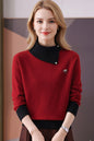 Women's Asymmetrical Lapel Sweaters Knit Pullover Tops
