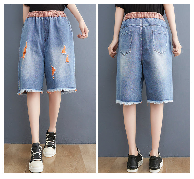 Women's Bermuda Shorts Baggy Jean Denim Shorts - LAI MENG FIVE CATS