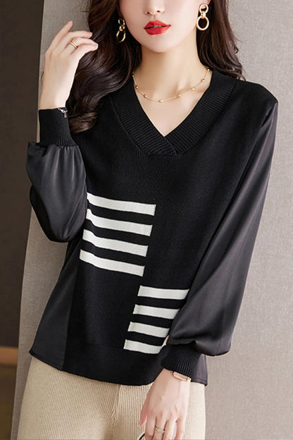 Pullover Striped Pattern Fashion Trend Tops