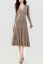 Women's V-Neck Sweater Knit Fishtail Hem Midi Dress