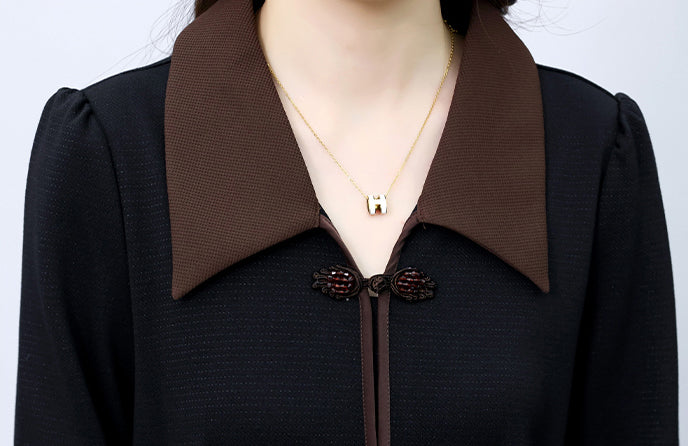 Black & Brown Collared Button-Front Dress | $42.98