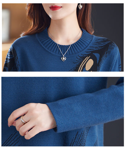 Women's Fall Long Sleeve Knitted Sweater Midi Dress