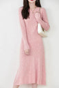 Women's Sweater Crewneck Ribbed Knit Midi Dress