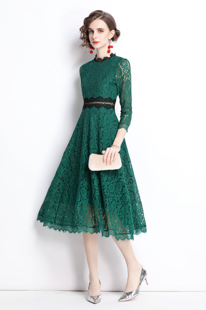 SSY-Women's 3/4 Sleeve Floral Lace Cocktail Midi Dress