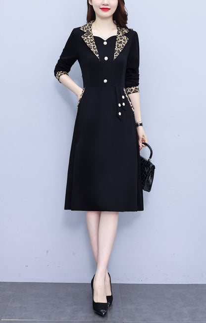Women'sLong Sleeve Work Office Suit Dress with Pockets
