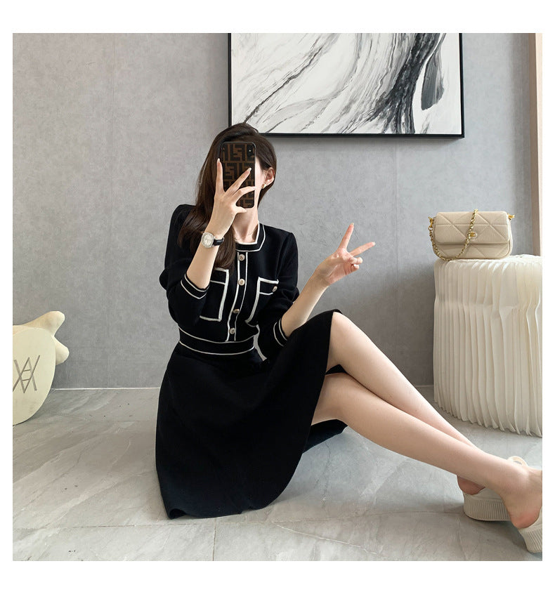Women's Long Sleeve Knit Sweater Midi Dress