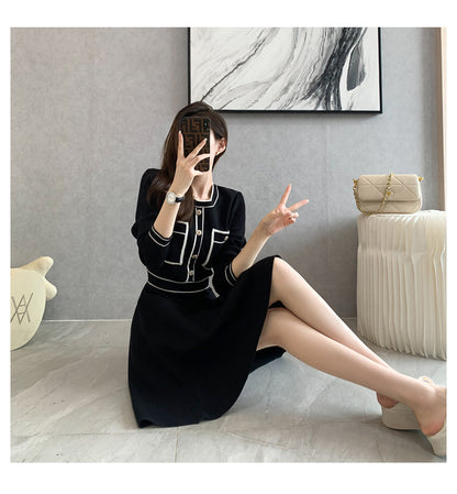 Women's Long Sleeve Knit Sweater Midi Dress