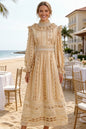 Elegant French-Inspired Lace Hollowed-out Maxi Dress