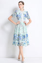 Women's Lace Floral Crochet Waist Midi Dress